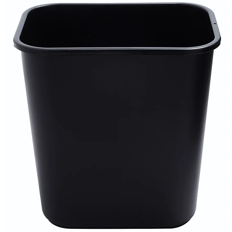 Boardwalk® Soft-Sided Rectangular Prism Plastic Wastebasket, 28 Qt, 15"H x 11"W x 14 3/8"D, Black