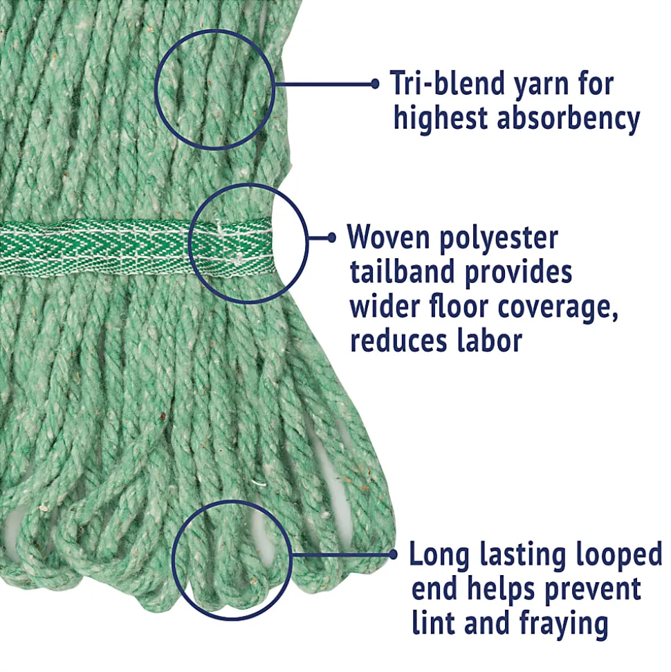 Boardwalk® Super Loop Wet Mop Head, Medium, Green