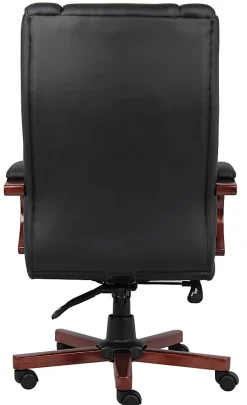 Boss Aaria Ergonomic Vinyl/Wood High-Back Chair, Black/Cherry