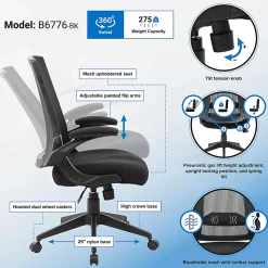 Boss Office Products Adjustable Mesh Task Chair, Black