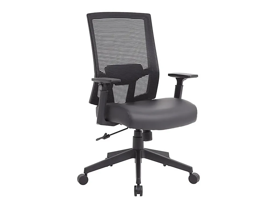 Boss Office Products Antimicrobial High-Back Task Chair With Arms, Black