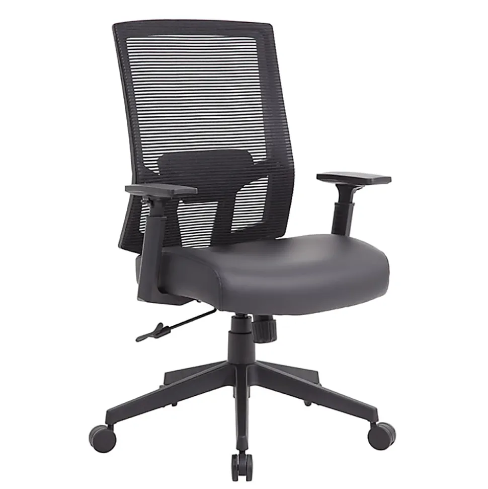 Boss Office Products Antimicrobial High-Back Task Chair With Arms, Black