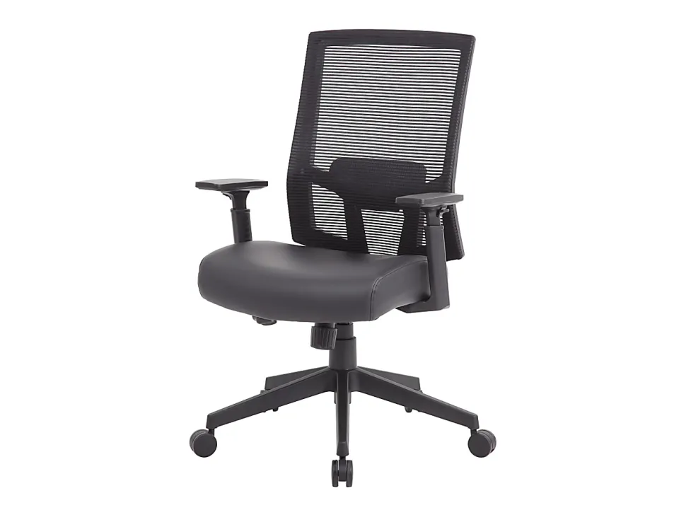 Boss Office Products Antimicrobial High-Back Task Chair With Arms, Black