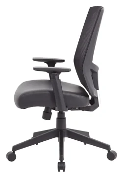 Boss Office Products Antimicrobial High-Back Task Chair With Arms, Black