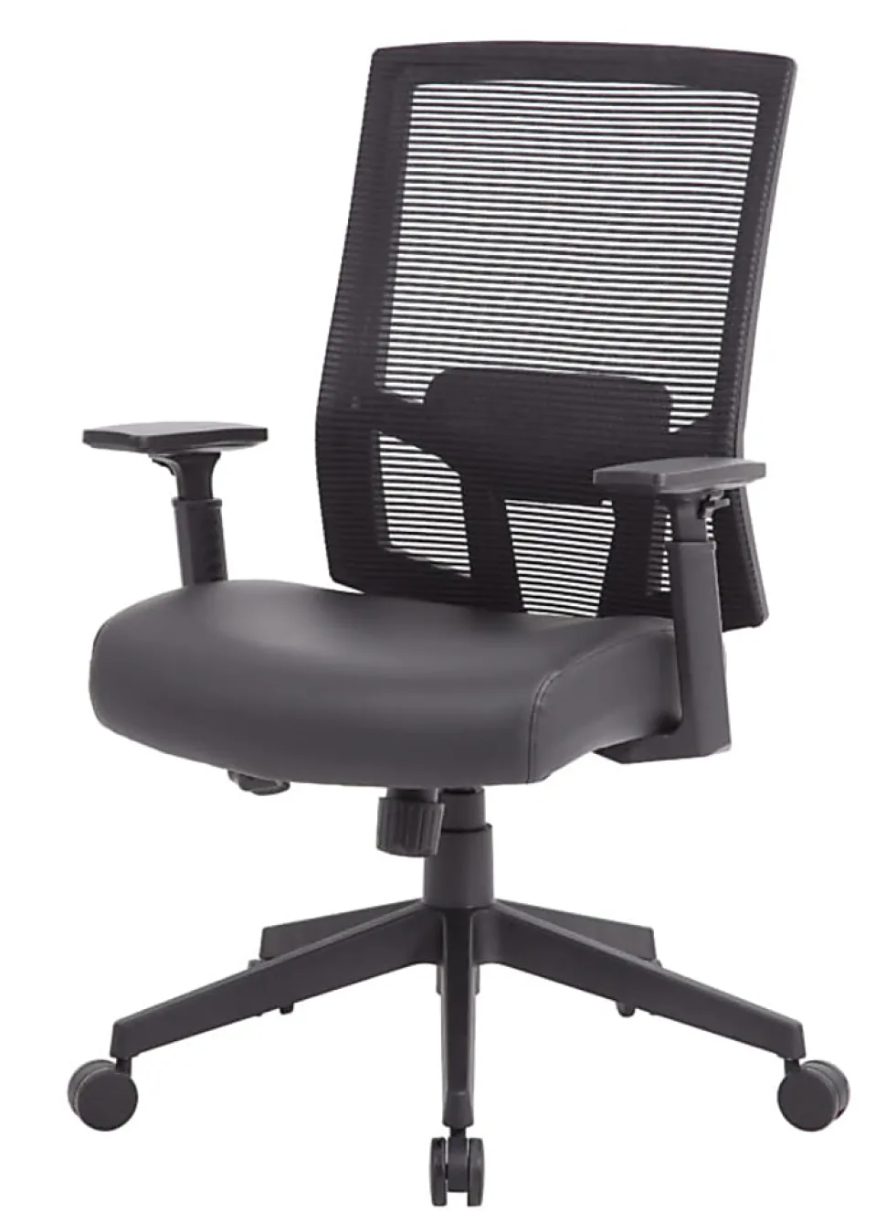 Boss Office Products Antimicrobial High-Back Task Chair With Arms, Black