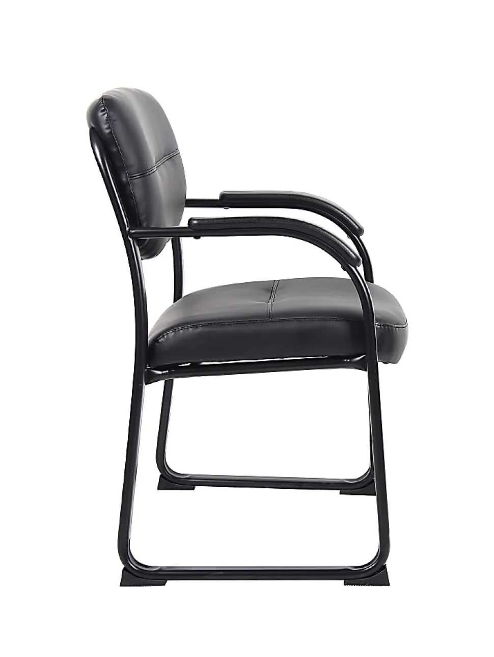 Boss Office Products Bonded Leather Contoured Guest Chair, Black