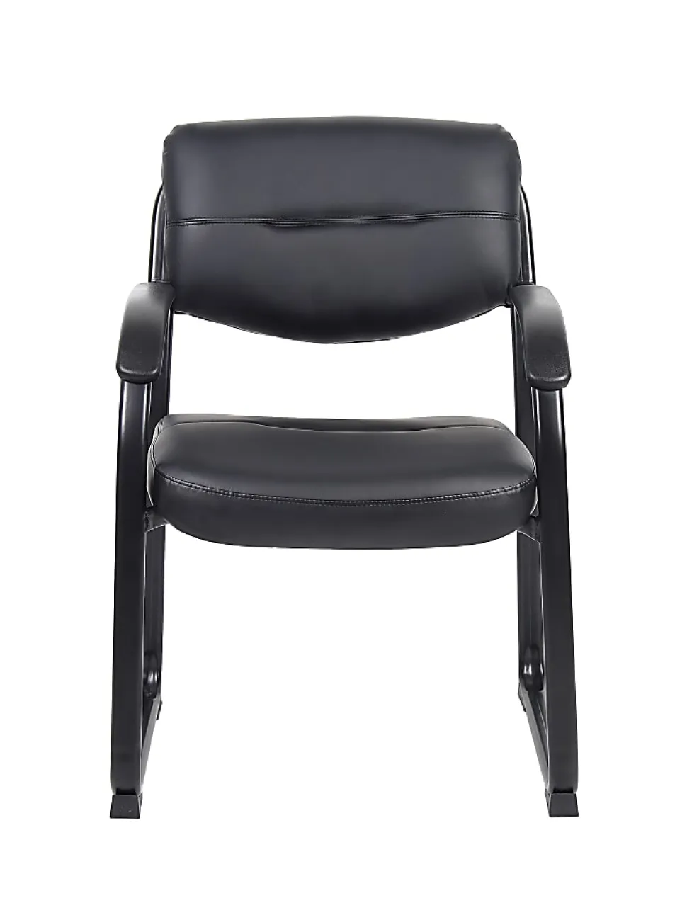 Boss Office Products Bonded Leather Contoured Guest Chair, Black