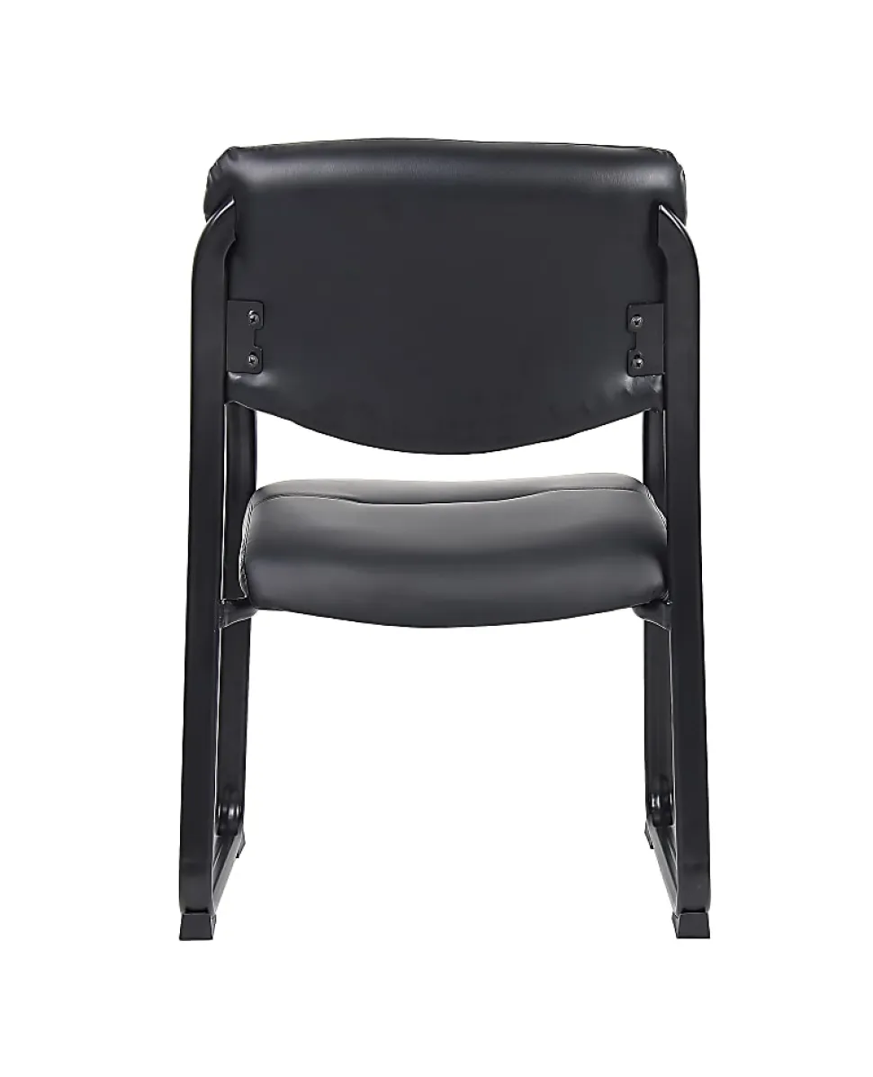 Boss Office Products Bonded Leather Contoured Guest Chair, Black