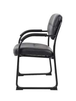 Boss Office Products Bonded Leather Contoured Guest Chair, Black