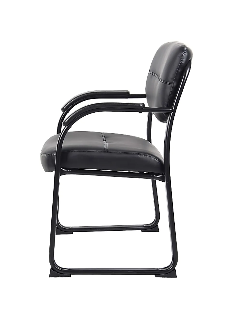 Boss Office Products Bonded Leather Contoured Guest Chair, Black