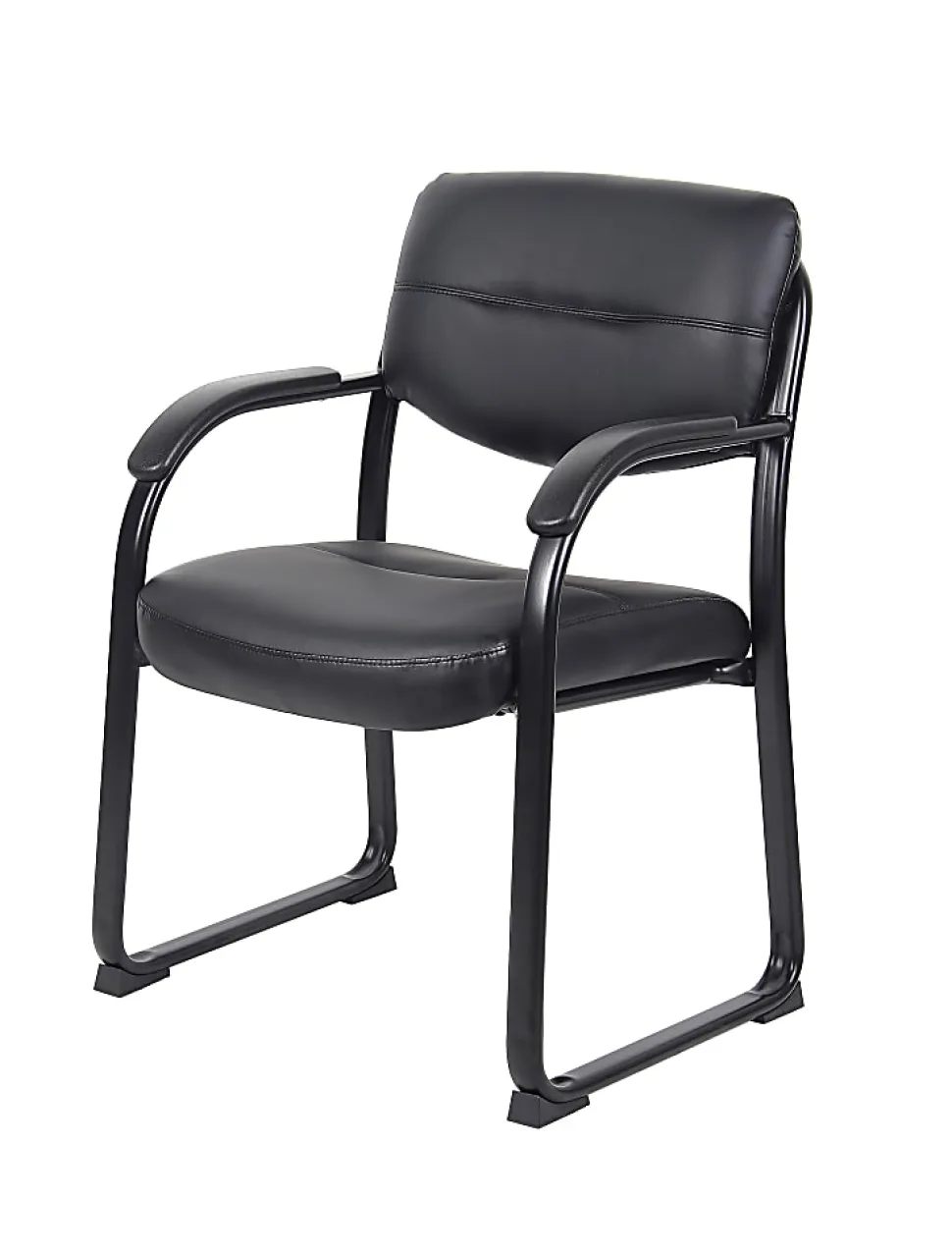 Boss Office Products Bonded Leather Contoured Guest Chair, Black