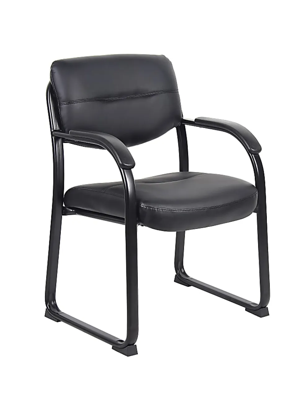 Boss Office Products Bonded Leather Contoured Guest Chair, Black