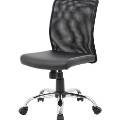 Boss Office Products Budget Fabric Mesh-Back Task Chair, Black/Silver