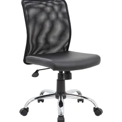 Boss Office Products Budget Fabric Mesh-Back Task Chair, Black/Silver