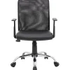 Boss Office Products Budget Mesh/Vinyl Mid-Back Task Chair, With Arms, Black
