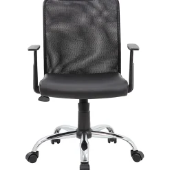 Boss Office Products Budget Mesh/Vinyl Mid-Back Task Chair, With Arms, Black