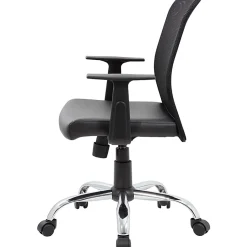 Boss Office Products Budget Mesh/Vinyl Mid-Back Task Chair, With Arms, Black