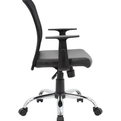 Boss Office Products Budget Mesh/Vinyl Mid-Back Task Chair, With Arms, Black