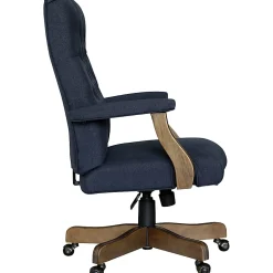 Boss Office Products Button-Tufted Ergonomic High-Back Chair, Navy Denim/Blue Linen