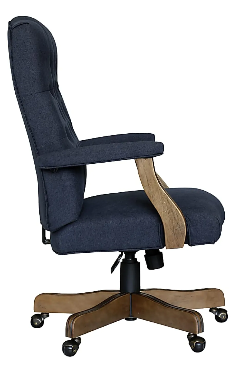 Boss Office Products Button-Tufted Ergonomic High-Back Chair, Navy Denim/Blue Linen
