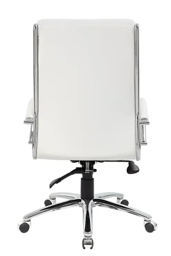 Boss Office Products CaressoftPlus™ Ergonomic Executive High-Back Chair, White/Chrome
