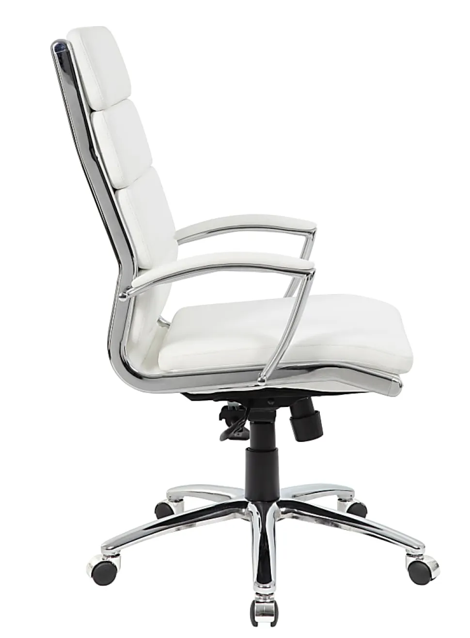 Boss Office Products CaressoftPlus™ Ergonomic Executive High-Back Chair, White/Chrome