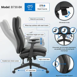 Boss Office Products Caressoft Executive Ergonomic High-Back Chair, Black