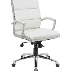 Boss Office Products Caressoft Mid-Back Chair, White