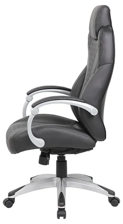 Boss Office Products Caressoft Hinged Arm Executive Ergonomic High-Back Chair, Black