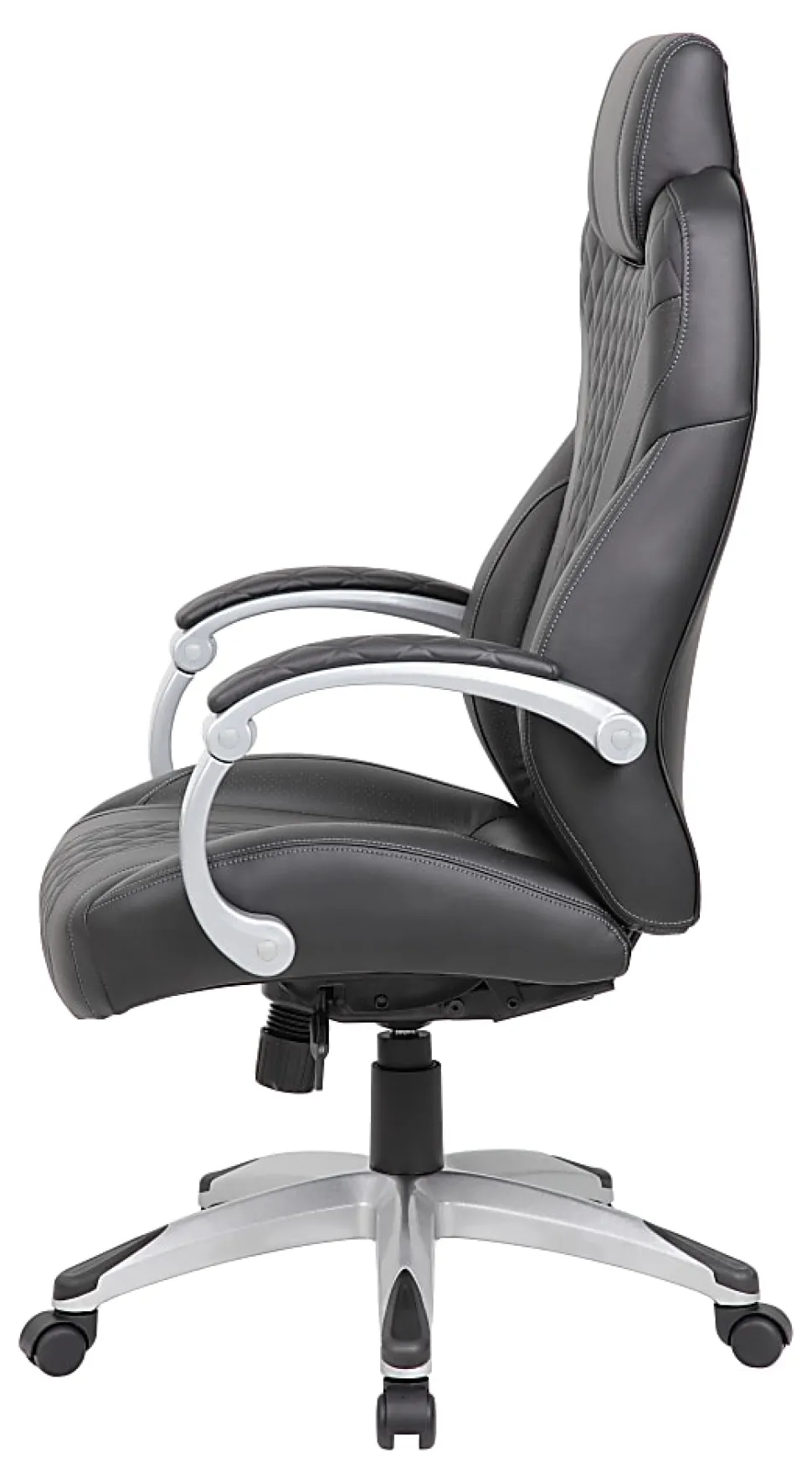Boss Office Products Caressoft Hinged Arm Executive Ergonomic High-Back Chair, Black