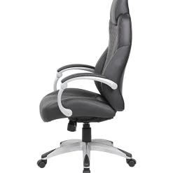 Boss Office Products Caressoft Hinged Arm Executive Ergonomic High-Back Chair, Black
