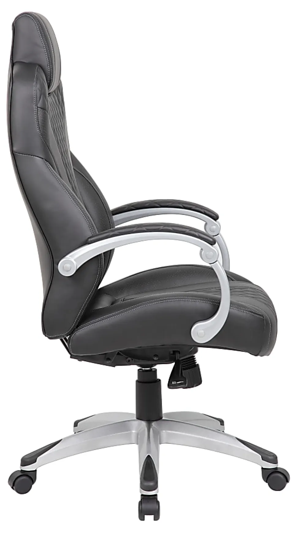 Boss Office Products Caressoft Hinged Arm Executive Ergonomic High-Back Chair, Black