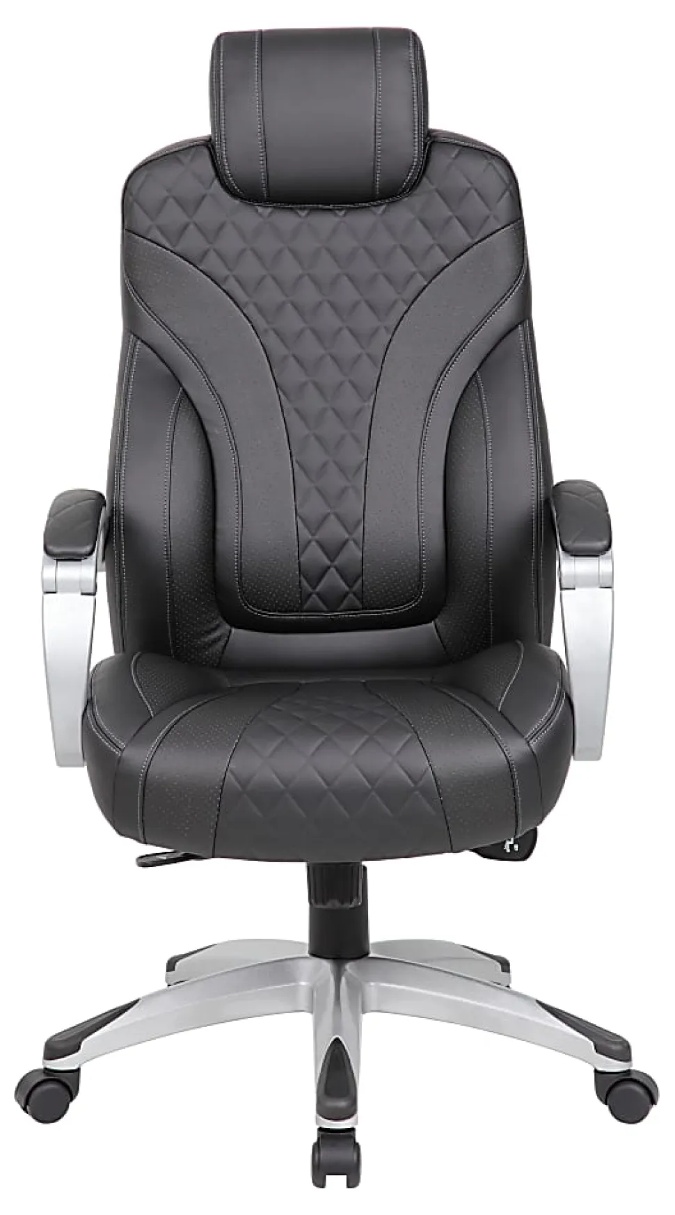Boss Office Products Caressoft Hinged Arm Executive Ergonomic High-Back Chair, Black