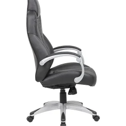 Boss Office Products Caressoft Hinged Arm Executive Ergonomic High-Back Chair, Black