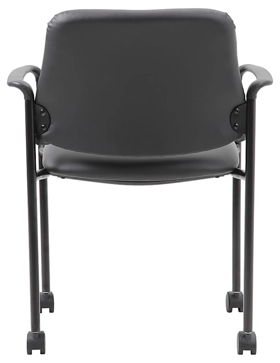 Boss Office Products Caressoft Square Back Stacking Chair with Antimicrobial Protection, Black