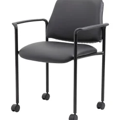 Boss Office Products Caressoft Square Back Stacking Chair with Antimicrobial Protection, Black