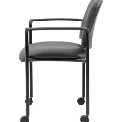 Boss Office Products Caressoft Square Back Stacking Chair with Antimicrobial Protection, Black