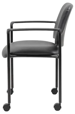 Boss Office Products Caressoft Square Back Stacking Chair with Antimicrobial Protection, Black