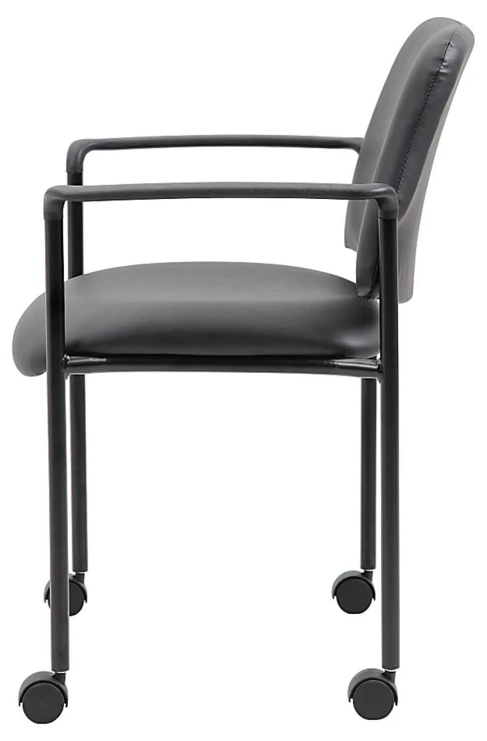 Boss Office Products Caressoft Square Back Stacking Chair with Antimicrobial Protection, Black