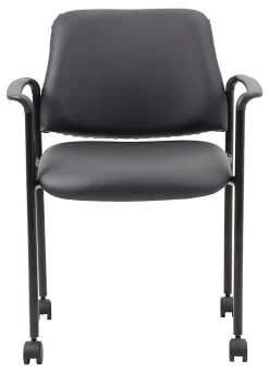 Boss Office Products Caressoft Square Back Stacking Chair with Antimicrobial Protection, Black