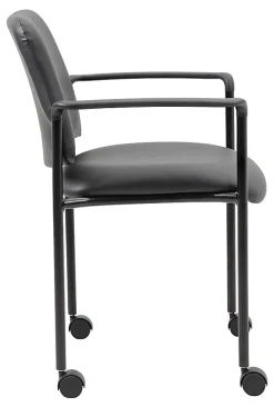 Boss Office Products Caressoft Square Back Stacking Chair with Antimicrobial Protection, Black