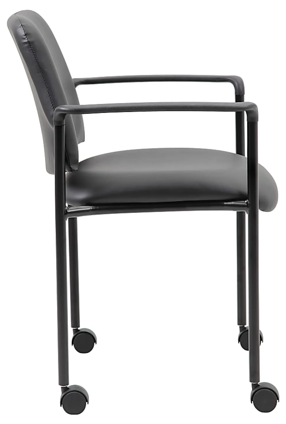 Boss Office Products Caressoft Square Back Stacking Chair with Antimicrobial Protection, Black