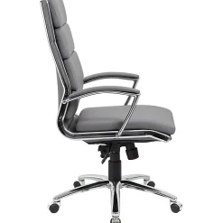 Boss Office Products CaressoftPlus™ Vinyl Ergonomic High-Back Chair, Gray/Chrome