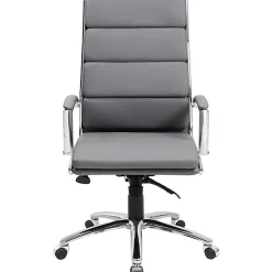 Boss Office Products CaressoftPlus™ Vinyl Ergonomic High-Back Chair, Gray/Chrome