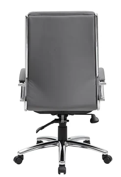 Boss Office Products CaressoftPlus™ Vinyl Ergonomic High-Back Chair, Gray/Chrome