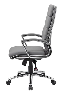Boss Office Products CaressoftPlus™ Vinyl Ergonomic High-Back Chair, Gray/Chrome
