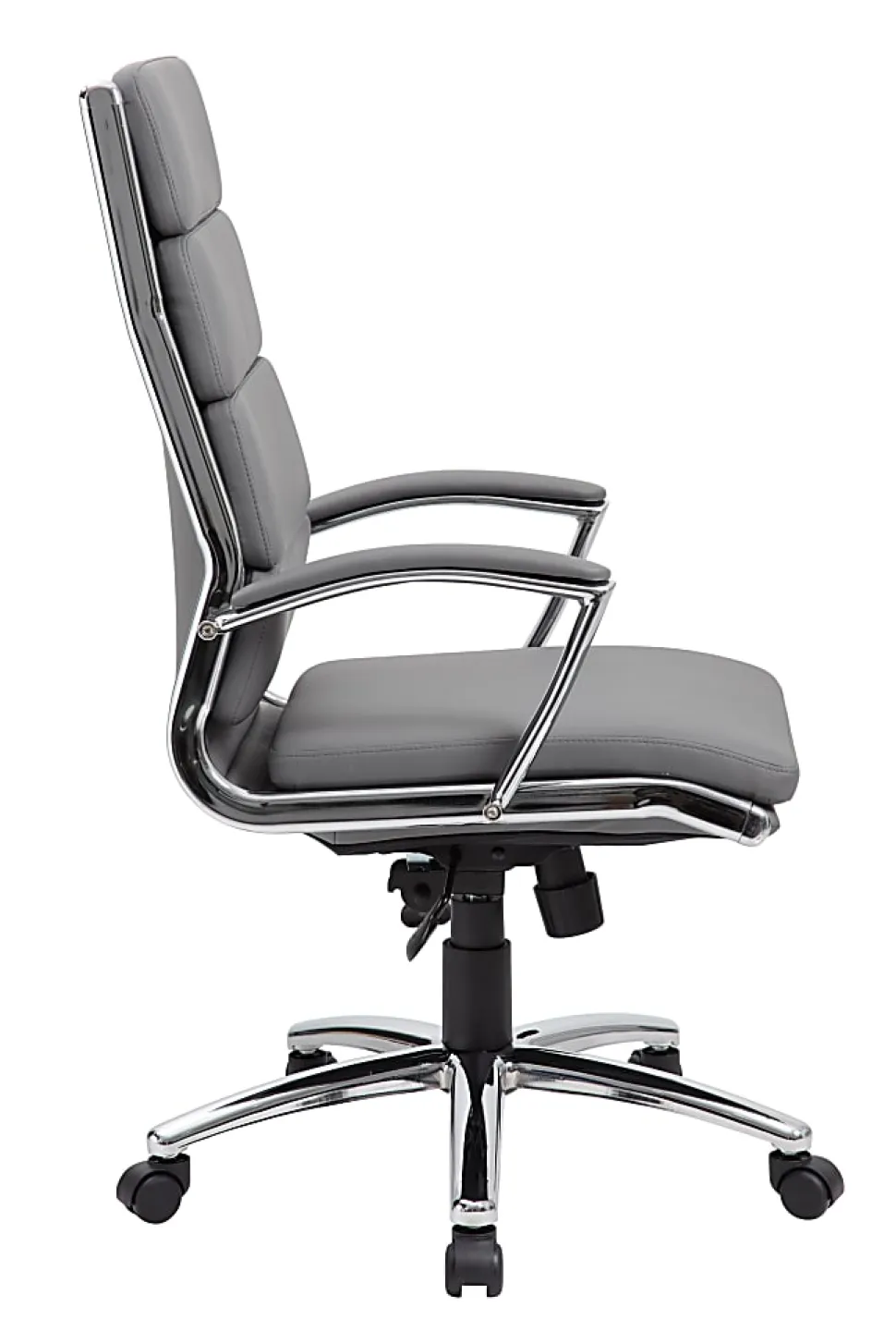 Boss Office Products CaressoftPlus™ Vinyl Ergonomic High-Back Chair, Gray/Chrome