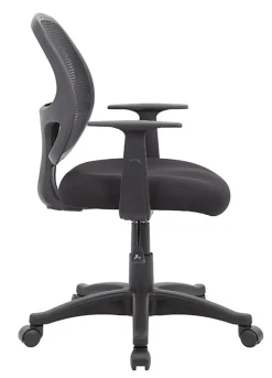 Boss Office Products Commercial Grade Ergonomic Mesh High-Back Task Chair With Arms, Black
