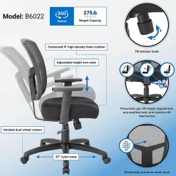 Boss Office Products Contract Mesh High-Back Task Chair, Black