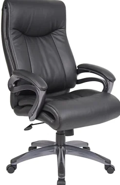 Boss Office Products Double-Layer Ergonomic Faux Leather High-Back Executive Office Chair, Black